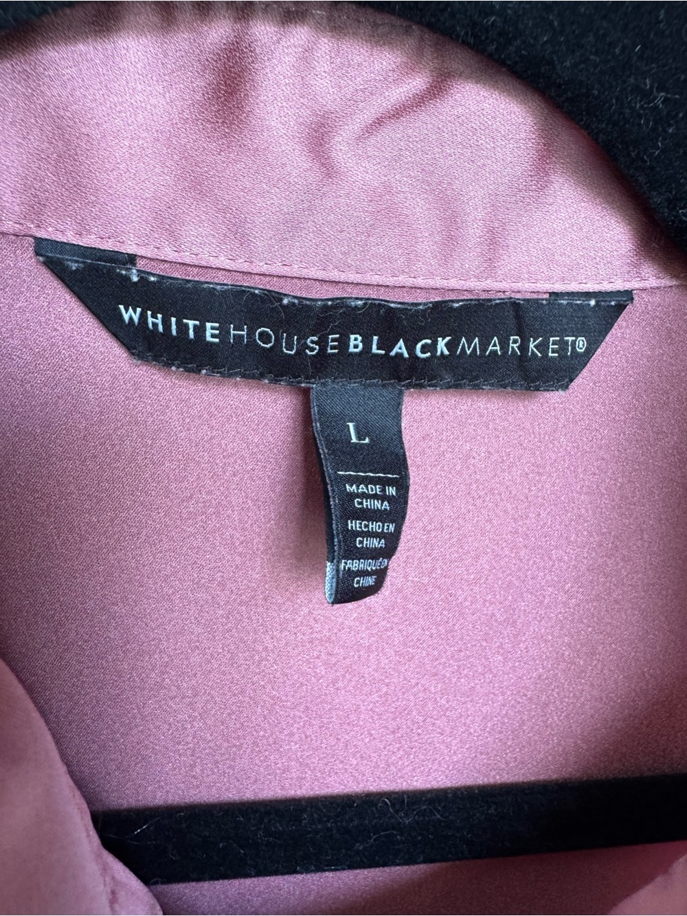 White House Black Market Dusty Rose Satin Button-Front Blouse - Picture 4 of 4